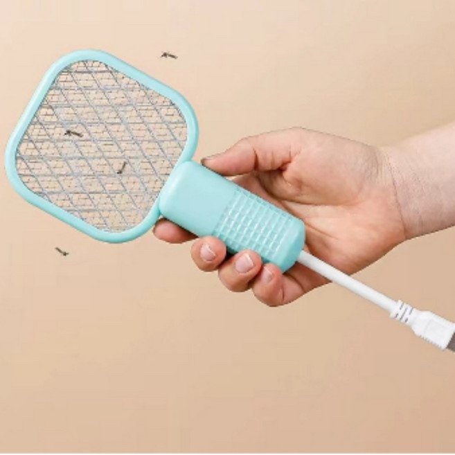 USB 전기 파리채 휴대 소형 모기 충전식 캠핑 실내 여행 미니, 블랙