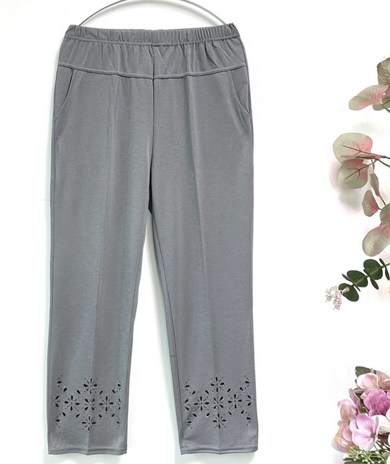 국민할매 할머니옷 여름 쿨스판 밑단 데이지 펀칭 9부 밴딩바지[SH-660]