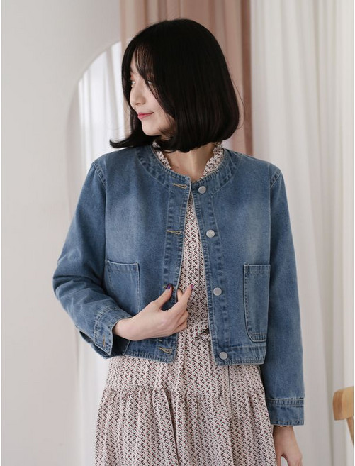 웬디즈갤러리 로이 노카라 데님 자켓 외출용 모임용 출퇴근용 MJK103