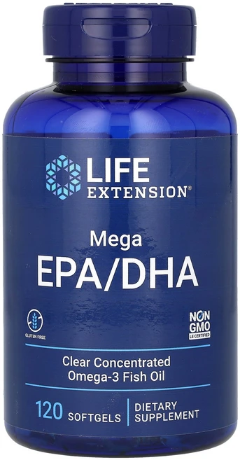 Life Extension 메가 에이코사펜타엔산/DHA 소프트젤 120정(소프트젤 1정당 1 000mg) Extension (라이프 익스텐션), 1개, 120정 - 쿠팡