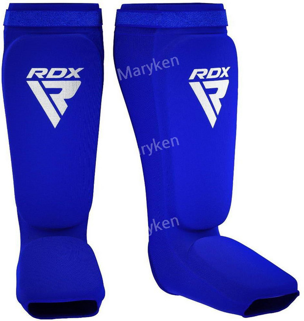 RDX 신가드 킥복싱 무에타이 SATRA 승인 MMA 스파링 다리 발등 보호패드, 블루 화이트, 1개