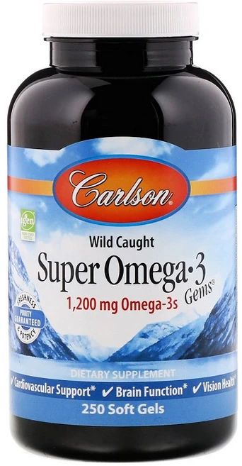 Carlson 슈퍼 오메가-3 젬 1200 mg 250 소프트젤, 1개, 250정 - 쿠팡