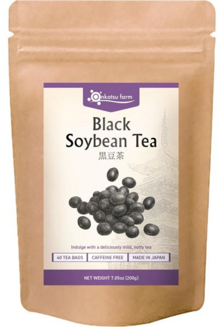 홍차효능 홈카페 블랙티 [온카츠 농장] 구로마메 흑두차 40 카운트 피라미드 티백 비카페인 일본산 차 영어 라벨, Black Soybean, 1개, 40개