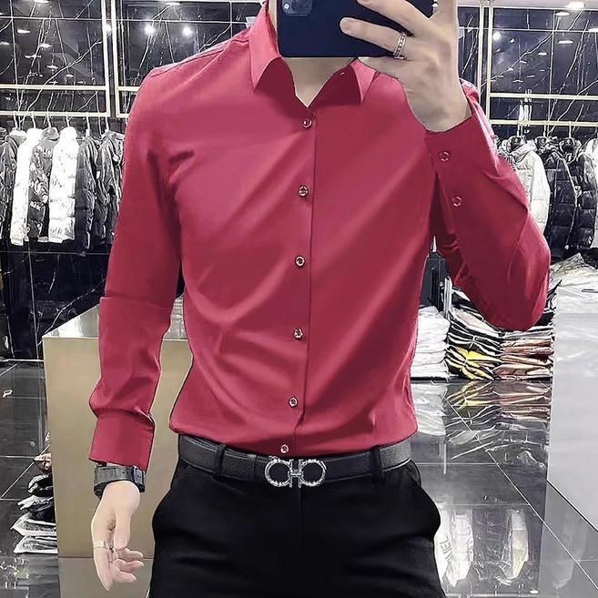 男士長袖黑色修身潮流襯衫秋季商務職業正裝休閒白襯衣西裝打底寸