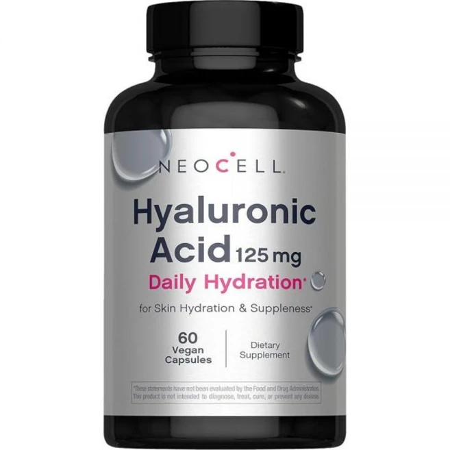 NeoCell 히알루론산 캡슐 | 60개 125mg 일일 수분 공급 피부 및 손톱 비건 보충제 168490, NeoCell 히알루론산 캡슐 | 60개 125mg 일, 1개 - 쿠팡