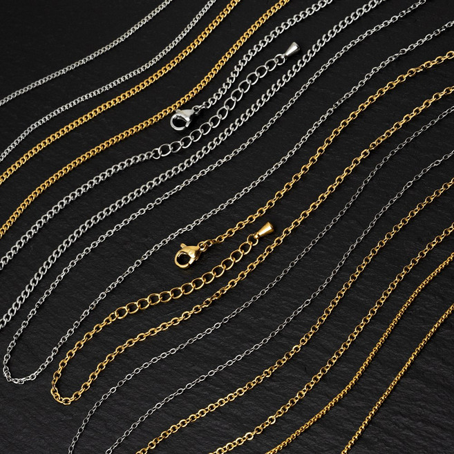 크레비쥬 써지컬스틸 체인목걸이 52-56cm 길이조절 실버 골드 목걸이줄