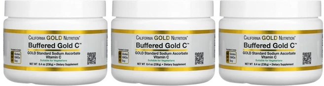 [2+1] CGN 캘리포니아골드뉴트리션 버퍼드 비타민C 238g 파우더 분말 비타민씨 아스코르빈산 아스코르브산, 3개 - 쿠팡