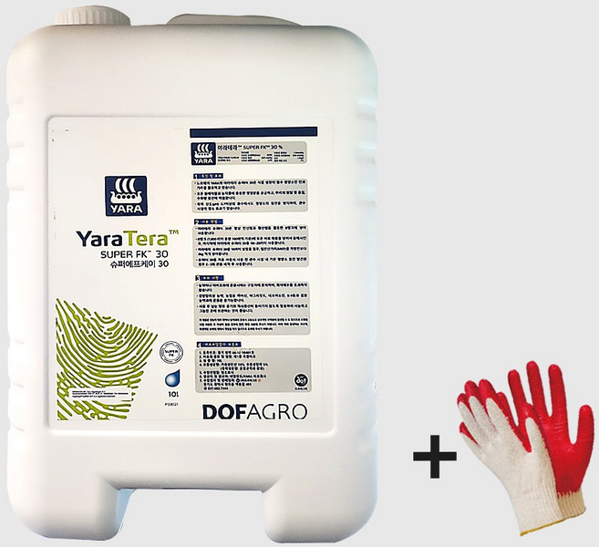 야라 테라 슈퍼FK 관주 폴리인산비료 칼슘 제1인산가리 수확량증대 뿌리발근제 +장갑구성, 1세트, 10L