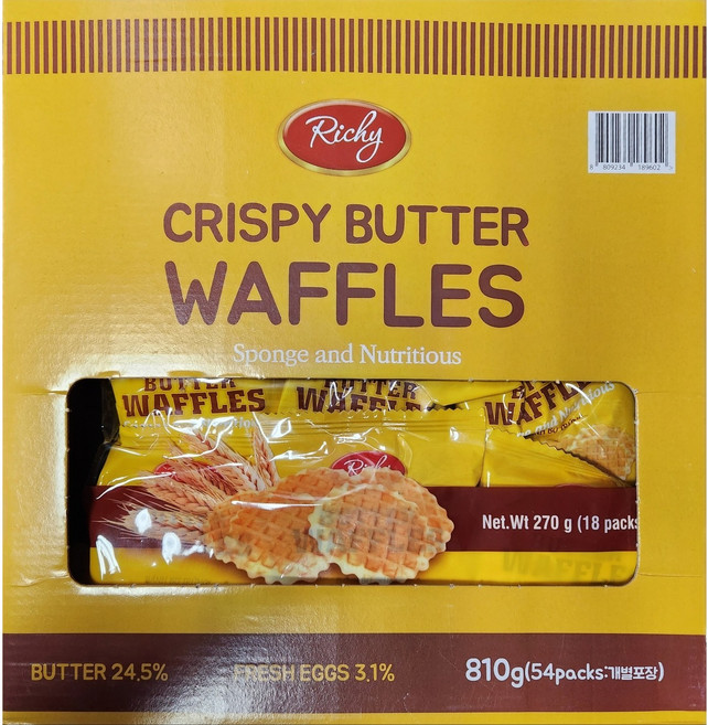 코스트코 리치 에그 버터와플 810g(54개) 간식 쿠키, 810g, 1개