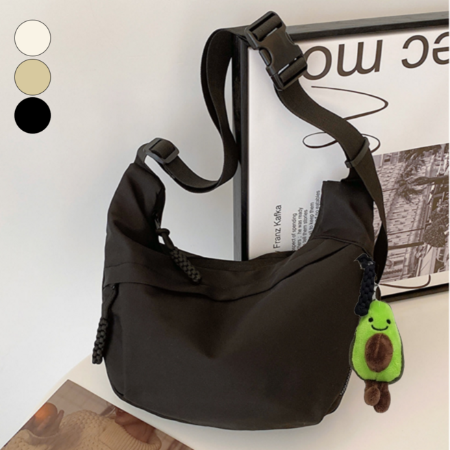 제이두두 남여공용 크로스백 에코백 대용량 반달백 슬링백 가벼운 여행용 가방 +키링세트