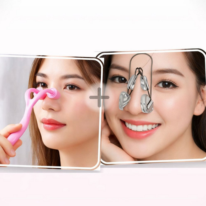 무이비엔 코마사지 롤러 콧볼 축소기 교정기 세트, 1개, 반투명핑크