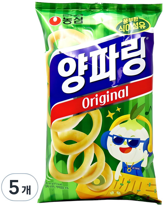 농심 양파링 오리지널, 80g, 5개
