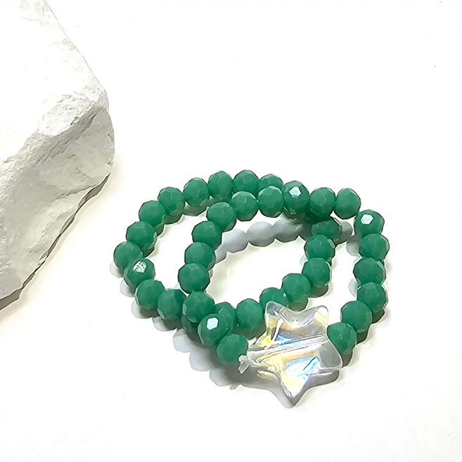 일호장신구 오각별 파스텔 비즈 반지 세트 귀여운 레이어드 여성 우정 검지 패션 데일리