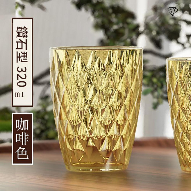 簡約塑膠果汁壺 1L 透明白 米色蓋子, 8810鑽石咖啡色300ml四個裝, 1套, 300ml