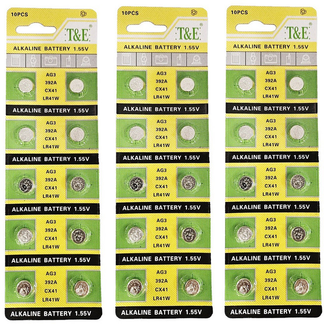 [우편등기] LR41 AG3 알카라인 버튼셀 코인건전지 1.5V, 3개