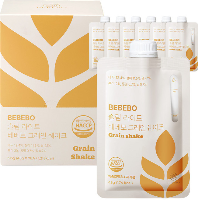 베베보 단백질 쉐이크 곡물맛 고단백 저당 다이어트 식사대용 45g, 1개, 7회분