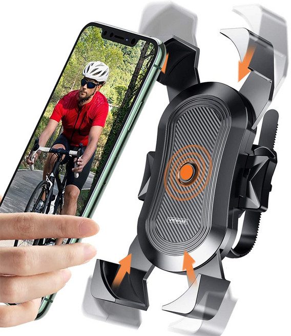 뷰씨 원터치 자전거 핸드폰 거치대 1초 탈착, 카본블랙, 1개