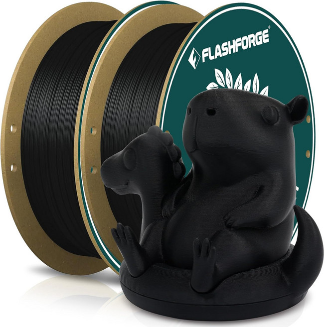 플래시포지 PLA 필라멘트 1.75mm 블랙 업그레이드 3D 프린터 번들 2kg4.4lbs 골판지 스풀 사용하기 쉽고 대부분의 FDM 프린터에 적합한 프린팅, 2 Red Spools