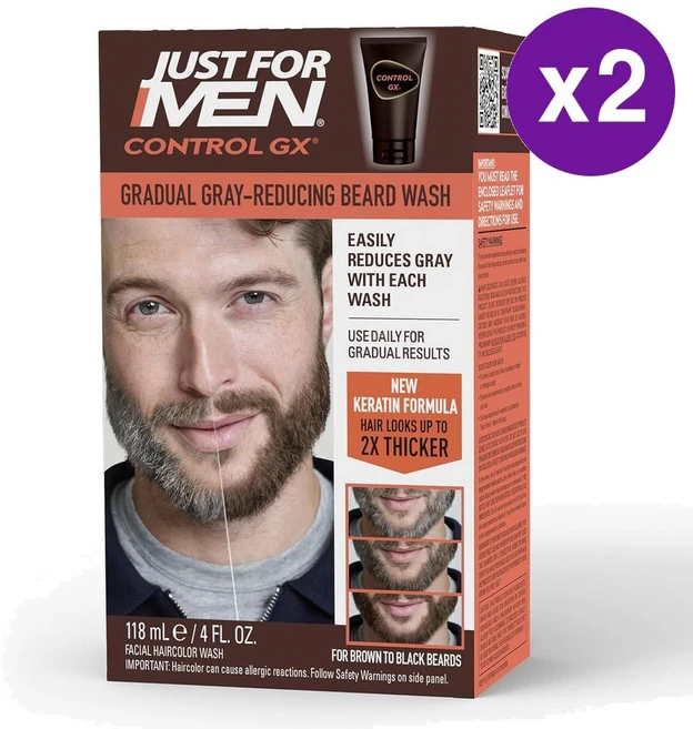 저스트포맨 컨트롤GX 그레이 리듀싱 비어드 워시 118ml 2개 Just for Men Control GX Beard Wash Shampoo - 쿠팡