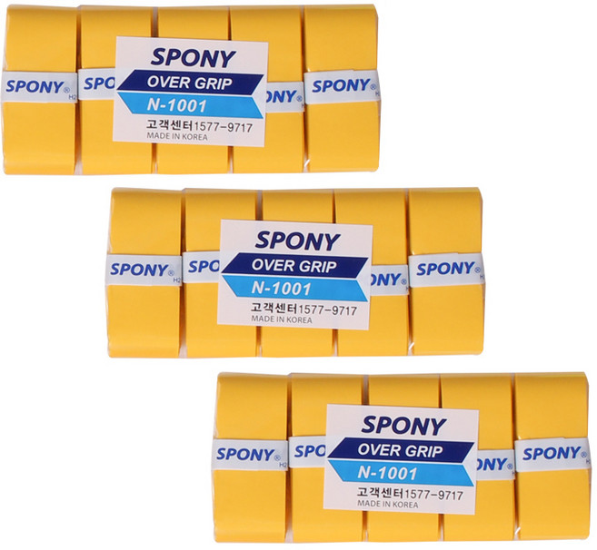 스포니 배드민턴 테니스 소프트핏 오버그립 테이프 10P, 옐로우, 3개