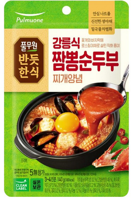 풀무원 반듯한식 강릉식 짬뽕순두부 찌개양념 소스, 1개, 140g