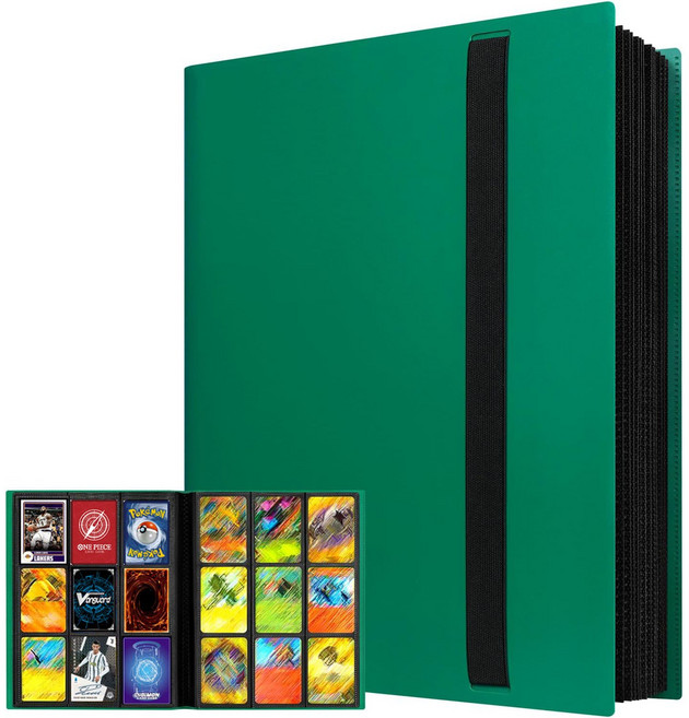 인카드 고급 9포켓 카드앨범 바인더 스포츠 유희왕 포켓몬카드 360장 양면수납 보관함 케이스, 그린