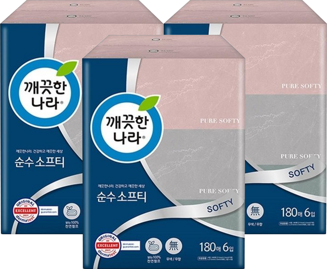 깨끗한나라 각티슈 순수소프티 180매, 18개
