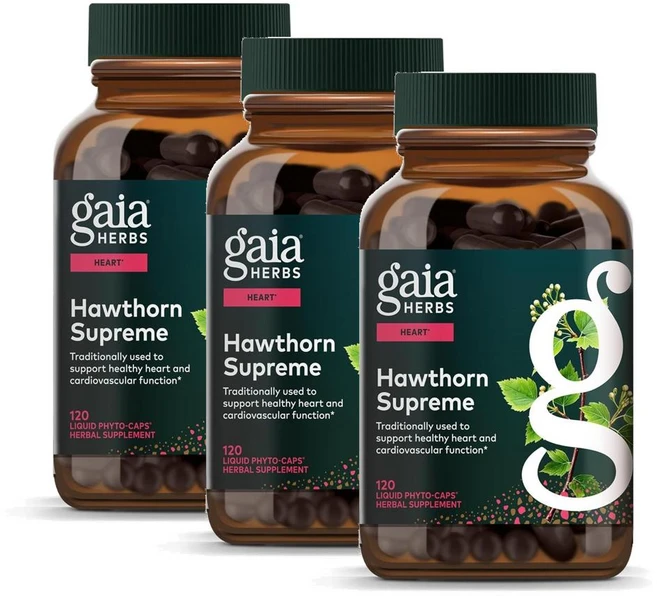가이아허브 호손베리 수프림 산사나무열매 캡슐 Gaia Herbs Hawthorn Supreme, 3개, 120정 - 쿠팡