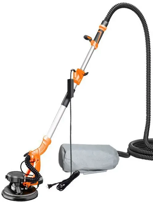 225mm 벽면 샌더 벽 퍼티 샌더 사포 기계 자가 진공 조명 포함 긴 막대 벽면 그라인더, 03 EU, 01 US