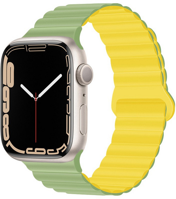 애플워치 호환 듀얼 컬러 마그네틱 스트랩-경량 방수 편리한 자석 클립 디자인 20/22mm, 8# 민트+라이트 옐로우, 1개