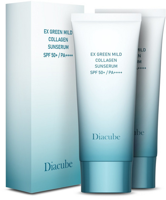 다아이큐브 수분광채 콜라겐 퍼밍 그린마일드 모이스처라이징 선세럼 SPF50+ PA++++(자외선차단 미백 주름개선 3중 기능성 선크림), 2개, 60ml