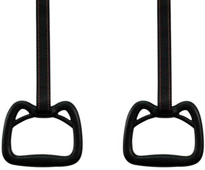 極美家居 室內免打孔單槓 引體向上器 伏地挺身器 運動健身器材, 單杠專用吊環一對裝, 黑色