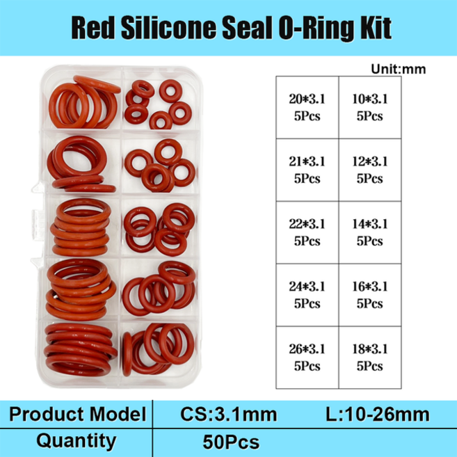 실리콘고무판 실리콘 고무 O링 씰링 와셔 레드 VMQ 니트릴 R 등급 고온 배관 개스킷 내유성 오링, 1개