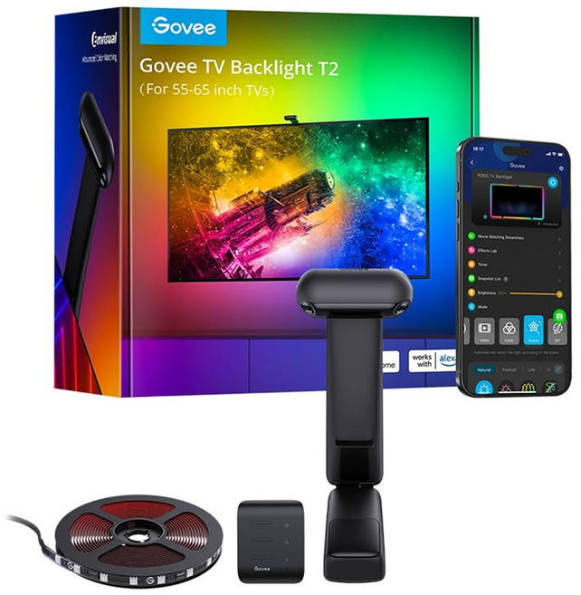 Govee 고비 인비주얼 TV 백라이트 T2 TV조명 드림뷰2 인테리어 55-65인치용 TV (관부가세포함_미국정품), 1개