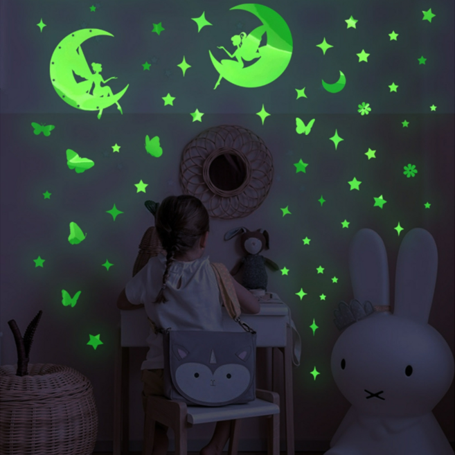 빌픽 아기방 꾸미기 천장 벽지 인테리어 포인트 야광 스티커, 페어리월드