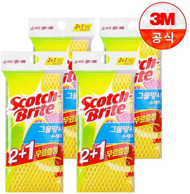 스카치브라이트 그물망사 수세미 MN-900, 3개, 4세트