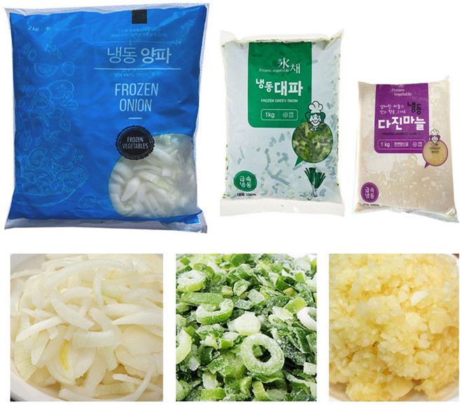 손질 세척 냉동야채3종 냉동 대파 양파 다진마늘 세트, 1세트, 4KG, 4kg