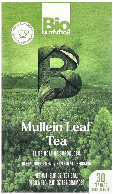 Bio Nutrition 뮬레인잎차 카페인 무함유 티백 30개 57g(2.01oz), BioNutrition뮬레인잎차카페인무함유티백30개57, 1개 - 쿠팡