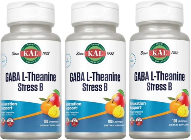 KAL GABA L-테아닌 스트레스 B 로젠지 천연 망고 귤 맛 100 로젠지, 3개, 100정 - 쿠팡