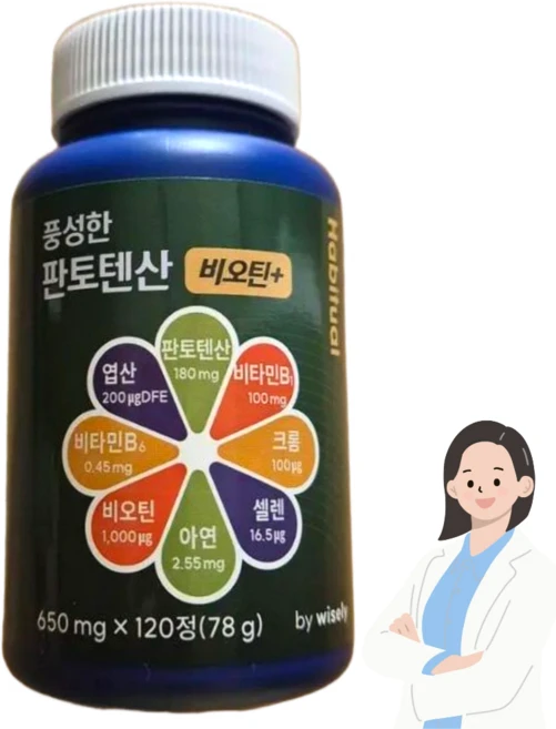 판토텐산 비오틴 플러스 흰머리 새치 머리카락 남성 여자, 60회분, 1박스 - 쿠팡