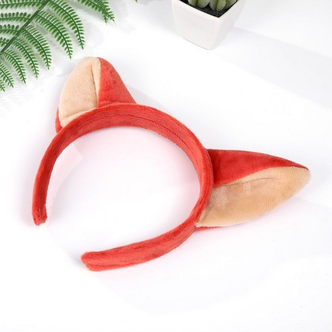 토끼 경관 주디 모자 파크 의상 귀 머리 장식 주토피아 머리장식, 여우 머리띠