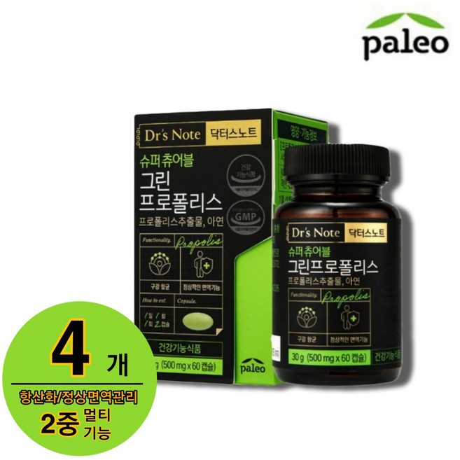 [팔레오] 닥터스노트 씹어먹는 슈퍼츄어블 그린프로폴리스, 4개, 30정