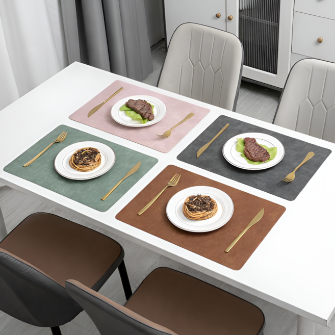 유즈나인 북유럽 감성 가죽 식탁 테이블 매트, 1개, 43 x 30 cm, 그레이