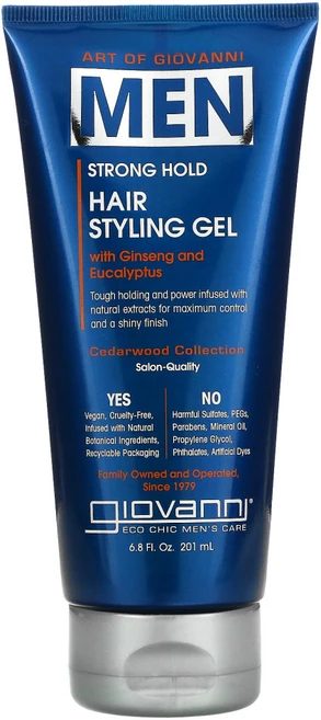 Giovanni 두피 케어 Art Of Giovanni Men 헤어 스타일링 Gel with Ginseng and Eucalyptus (201 ml), 1개 - 쿠팡