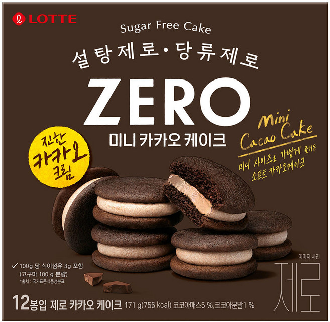 롯데 [신제품] 제로 카카오 케이크, 171g, 7세트