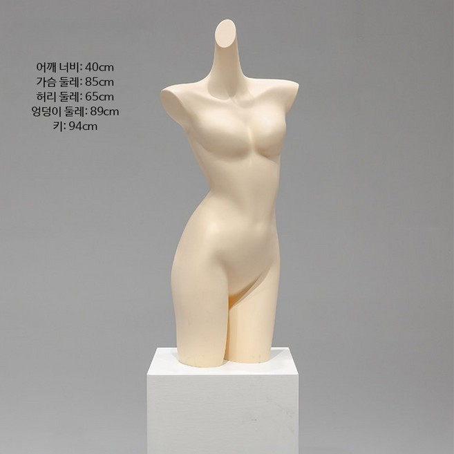 속옷 의류용 플라스틱 상반신 마네킹 브래지어 팬티 진열 촬영 연습용 디스플레이용 바디 모델, 1개, 피부색 반신(족한 머리)