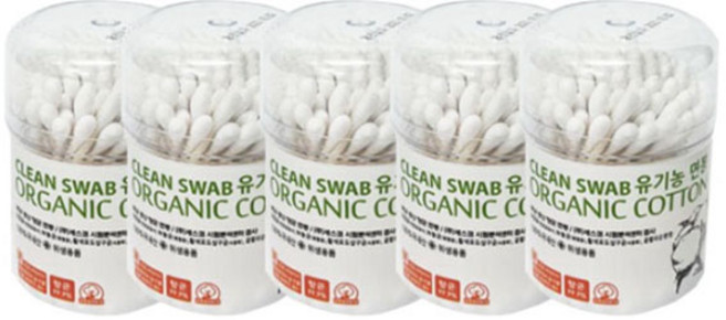 풍성 유기농 100% 국내산 향균 면봉, 100개입, 5개