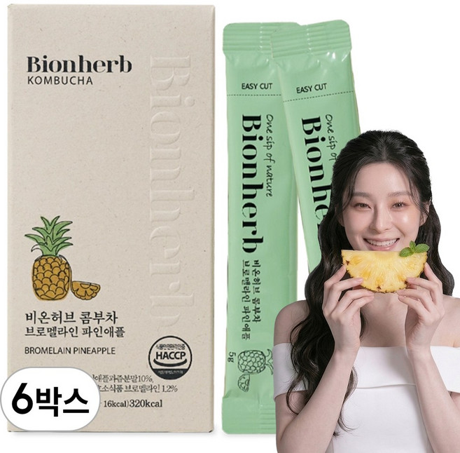 당0g 맛있는 콤부차 파인애플 브로멜라인 19종 유산균 비타민C 비온허브, 5g, 6박스