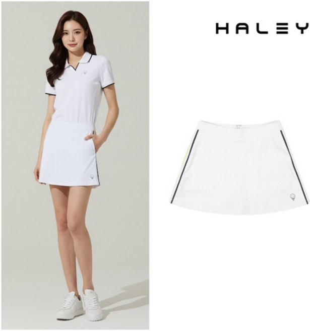 [헤일리] 골프 여성 스트라이프 배색 포인트 큐롯 스커트 HUAWK1021