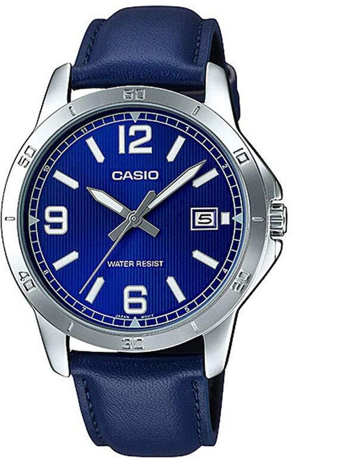 기계식 오토매틱 시계 여성 패션시계 남성 손목시계 스마트워치 방수 기능 Casio MTP-V004L-2B 남성용 표준 블루 가죽 밴드 블루 다이얼 날짜 시계 블루.